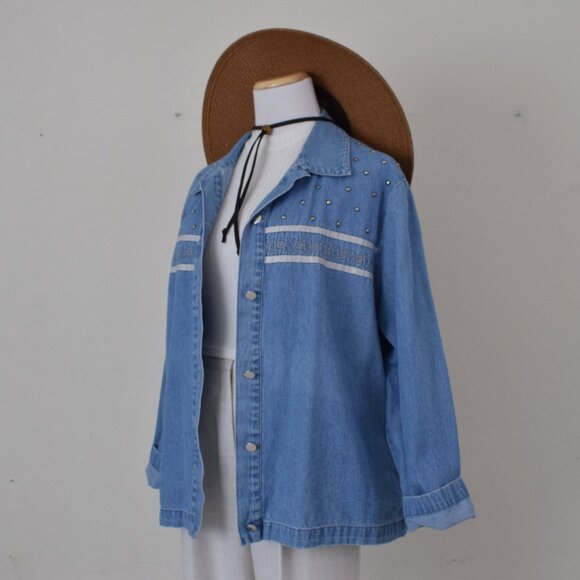 Vintage 80s  Embroidered‎ Blue Denim Shirt size 1X - Picture 10 of 10